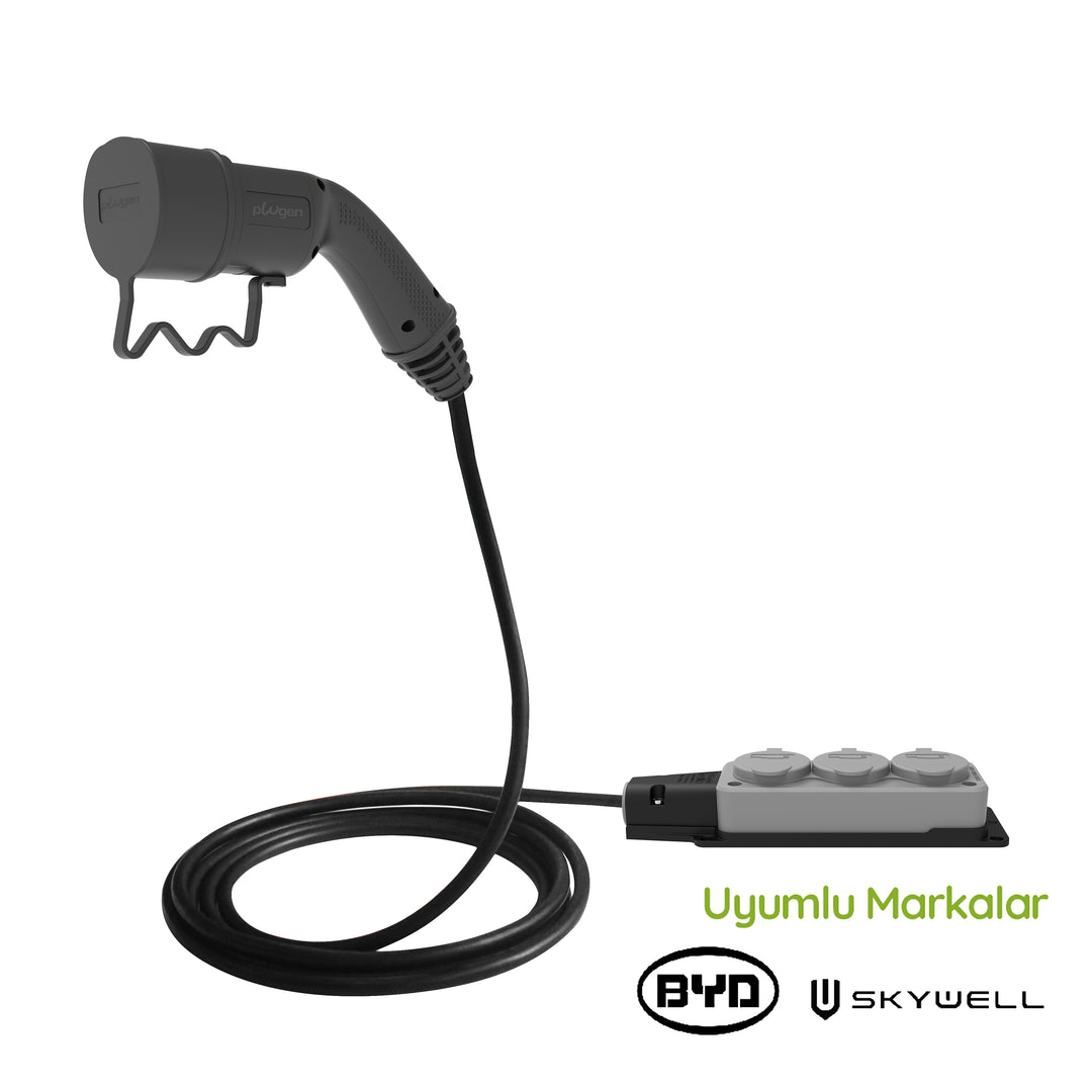 Plugen V2L Adaptör 5 Metre 3'lü Uzatma Prizli - BYD / Skywell Uyumlu Araçtan 220V Priz Çıkışı S/G